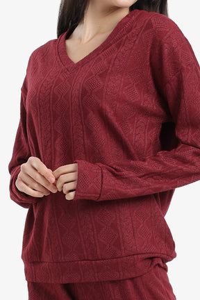 بيجامة تريكو بنقشة كابل 