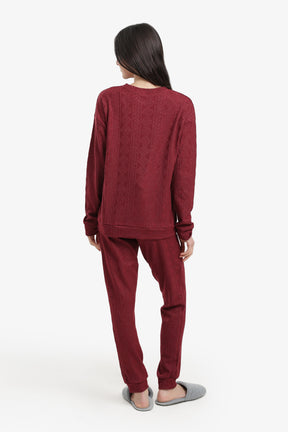 بيجامة تريكو بنقشة كابل 