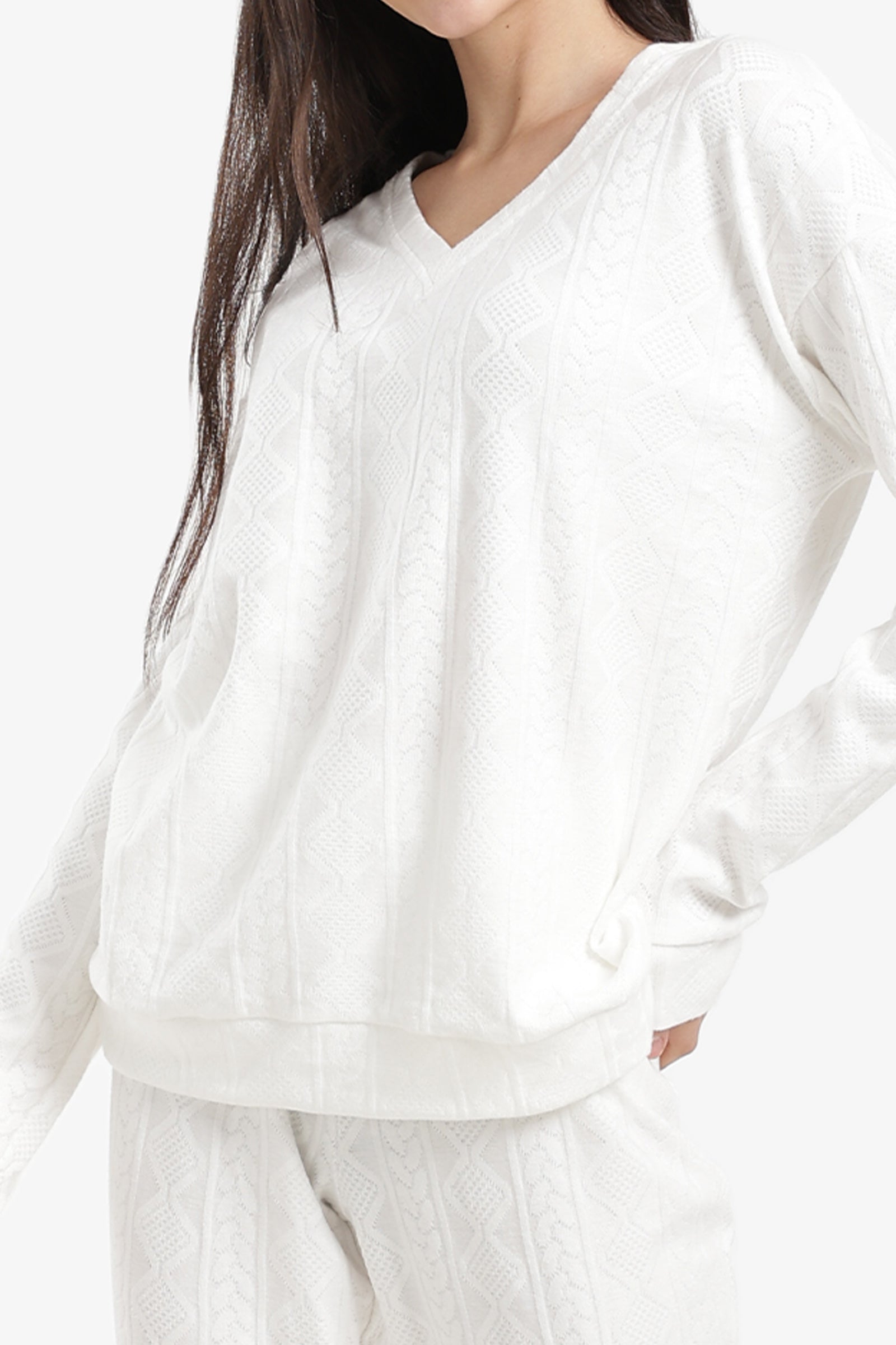 بيجامة تريكو بنقشة كابل 