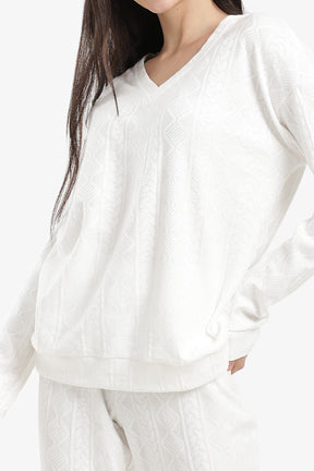 بيجامة تريكو بنقشة كابل 