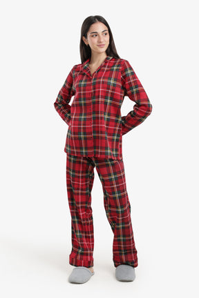 طقم بيجامة كريسماس بنقشة كاروهات