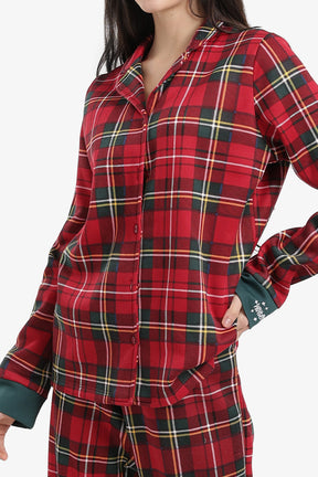 طقم بيجامة كريسماس بنقشة كاروهات