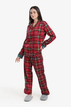 طقم بيجامة كريسماس بنقشة كاروهات