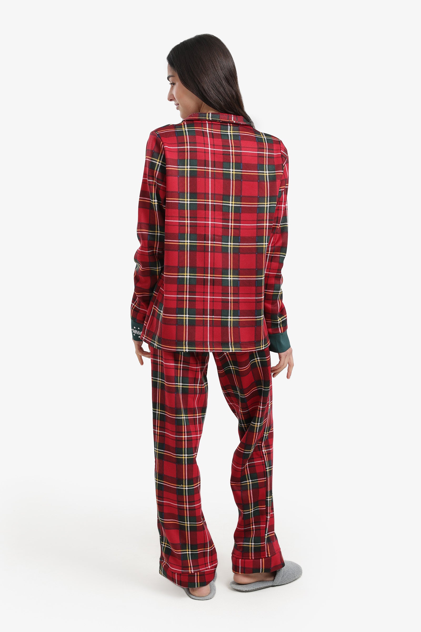 طقم بيجامة كريسماس بنقشة كاروهات