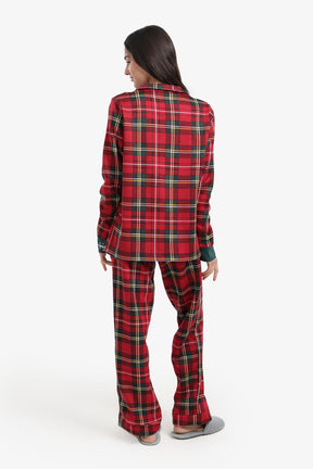 طقم بيجامة كريسماس بنقشة كاروهات