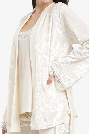 طقم بيجامة قطيفة من 3 قطع