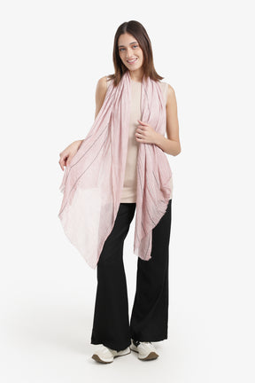 Striped Scarf with Fringed Edges