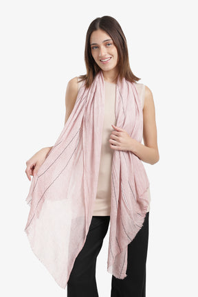 Striped Scarf with Fringed Edges