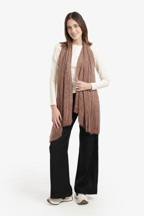 Striped Scarf with Fringed Edges