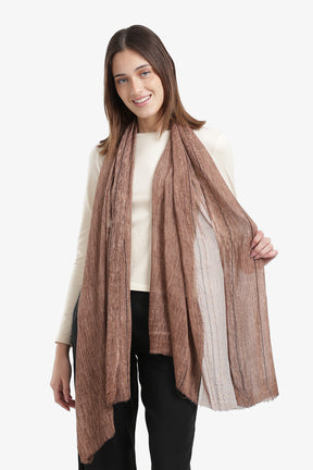Striped Scarf with Fringed Edges