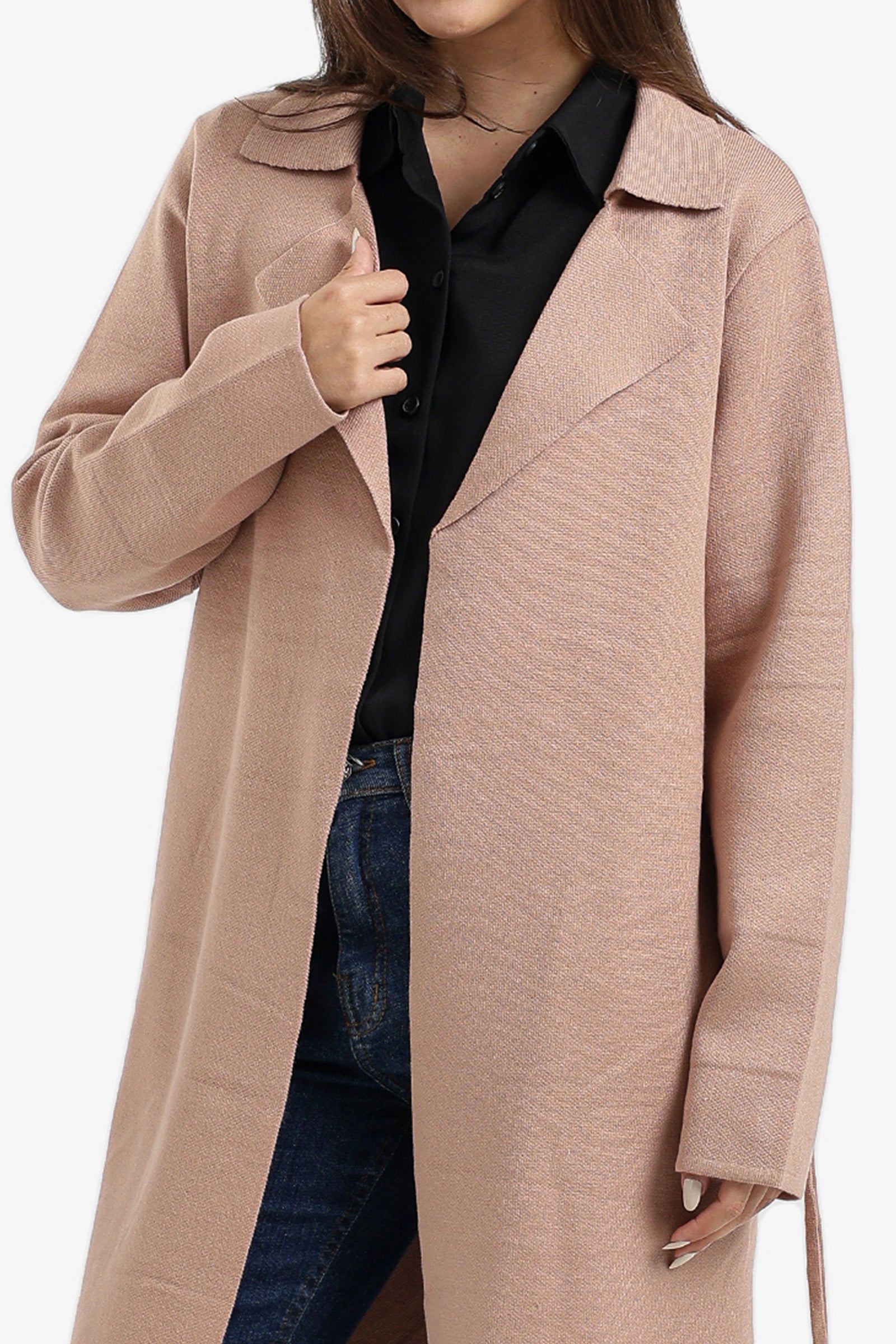 بالطو بطول الركبة مع حزام