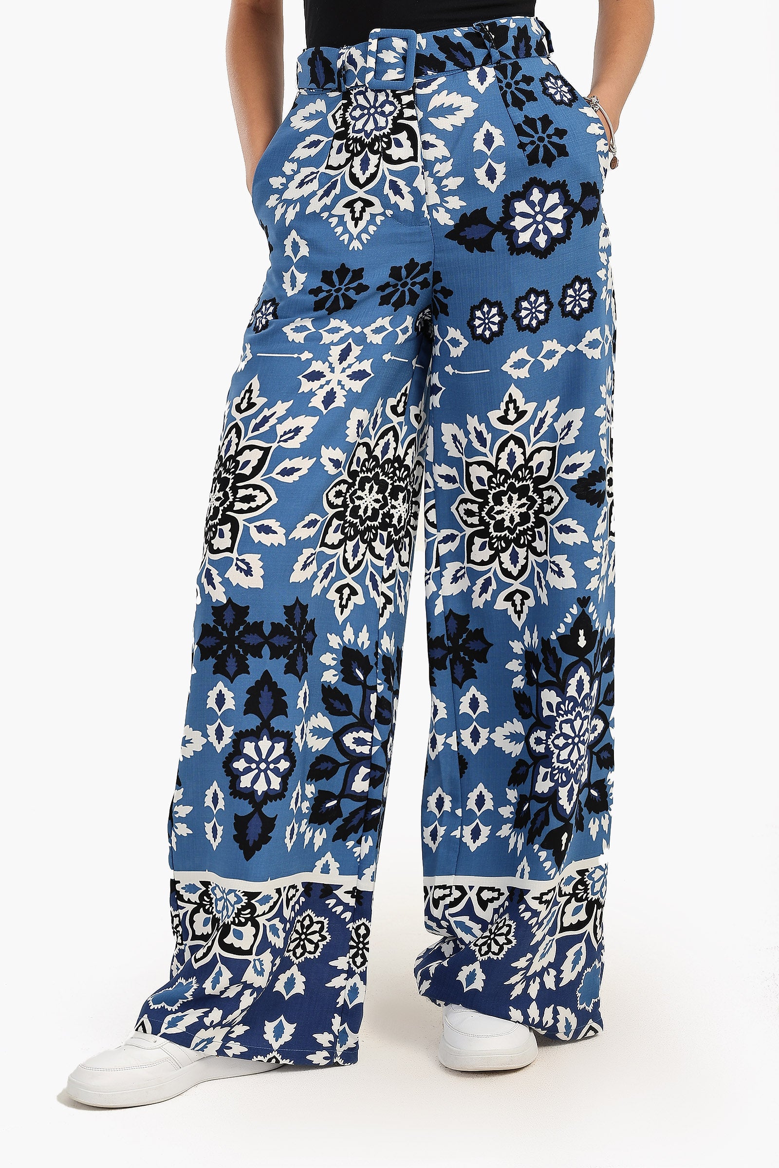 All Over Printed Pants with Belt