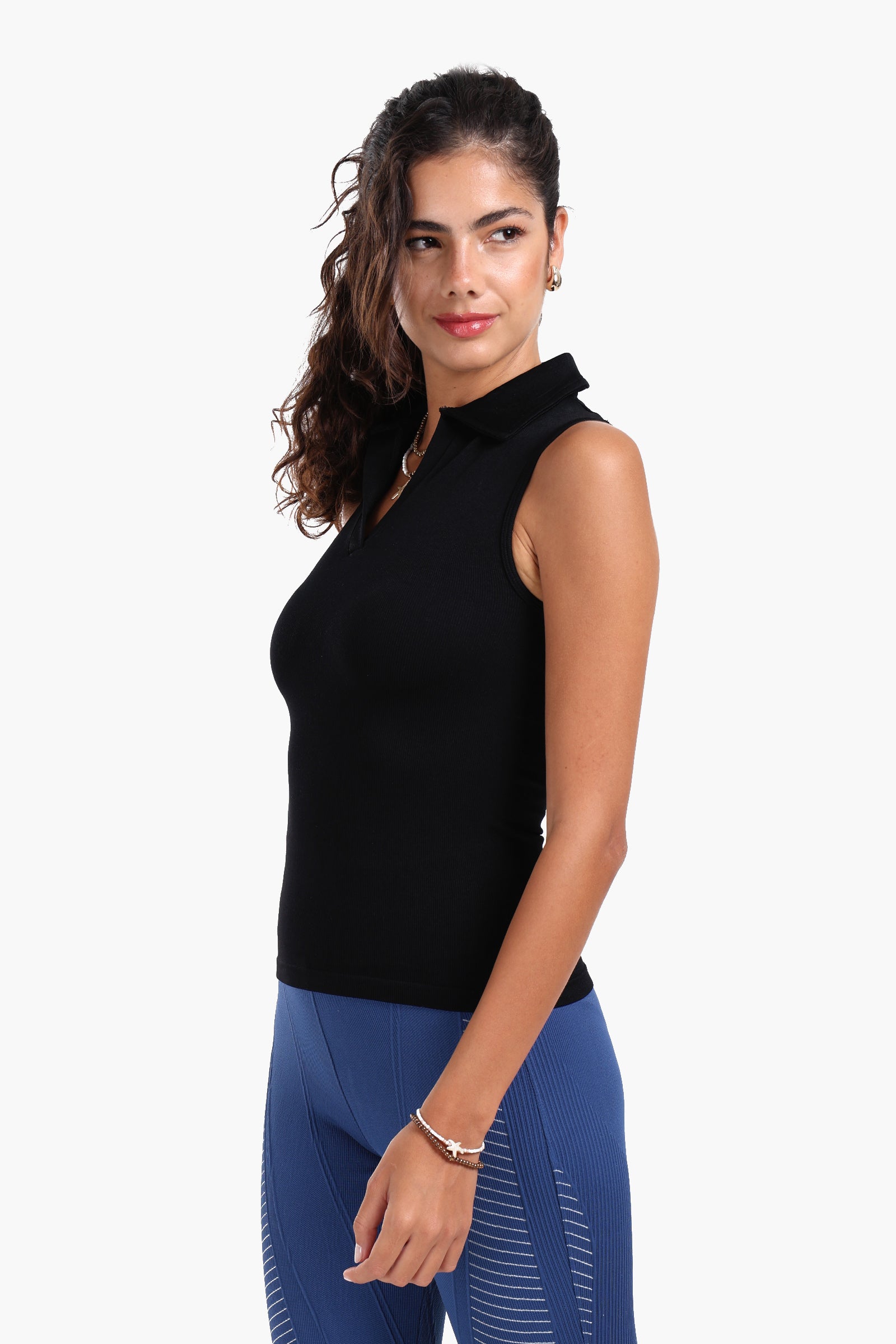 Seamless Polo Collar Top