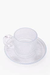Ribbed Glass Cup & Saucer Set