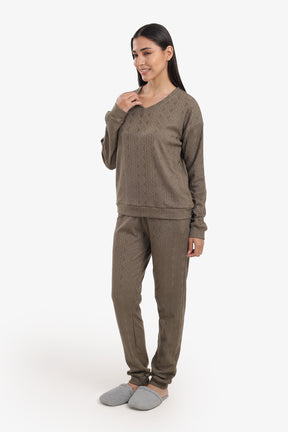 Cable Knit Pattern Pyjama Set