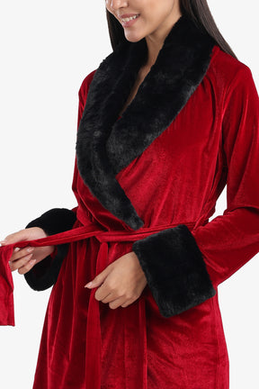 Velvet Robe with Fur Trim