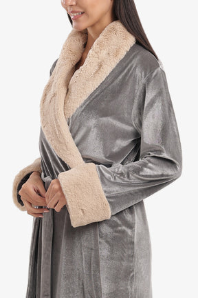 Velvet Robe with Fur Trim