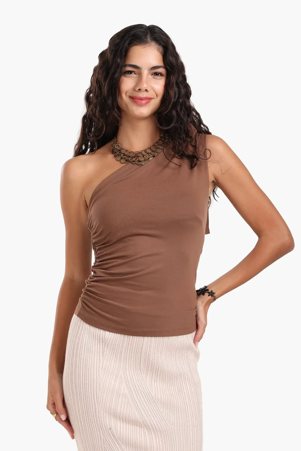 One Shoulder Ruched Top