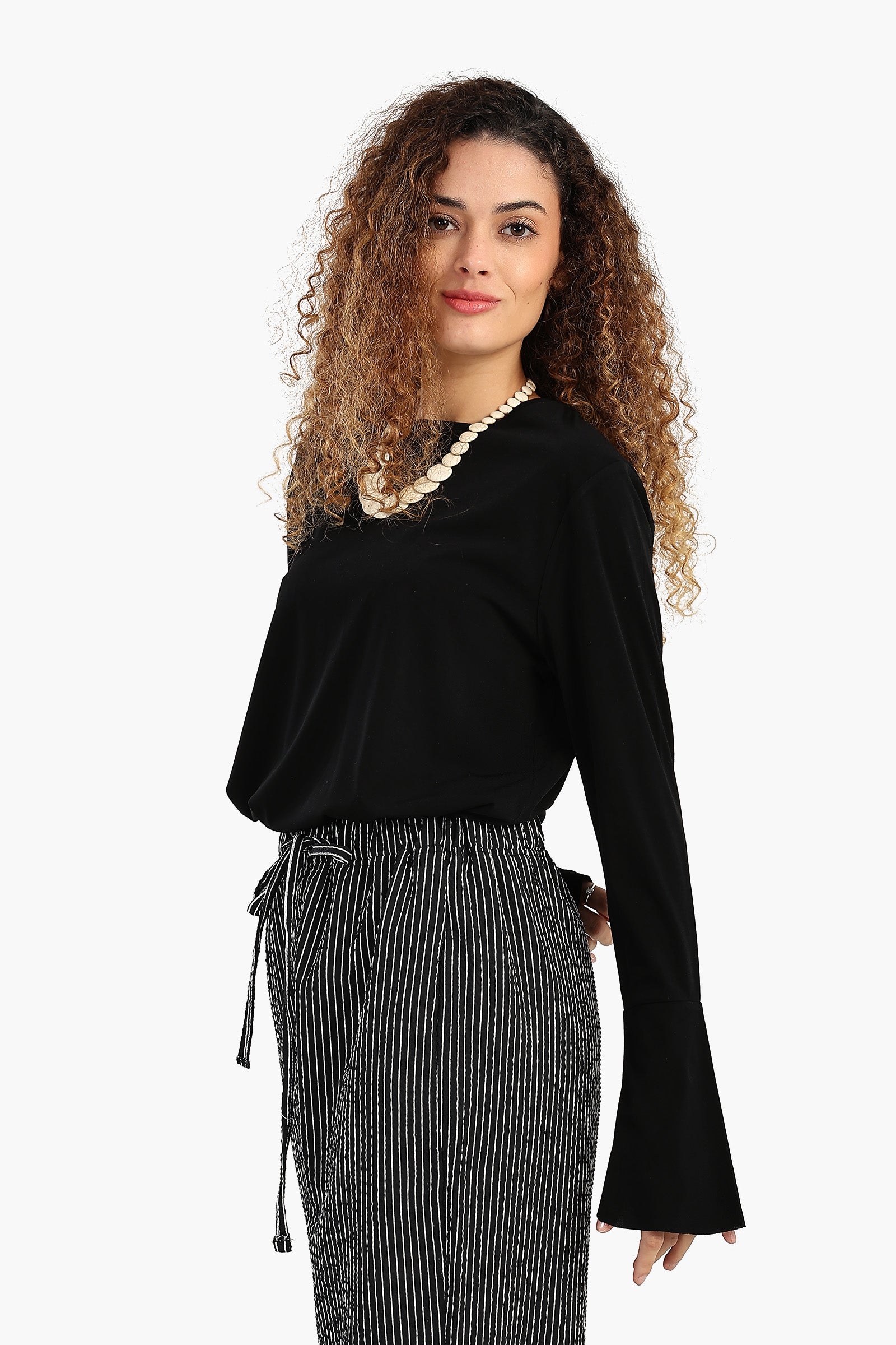 Black Blouse with Bell Sleeves