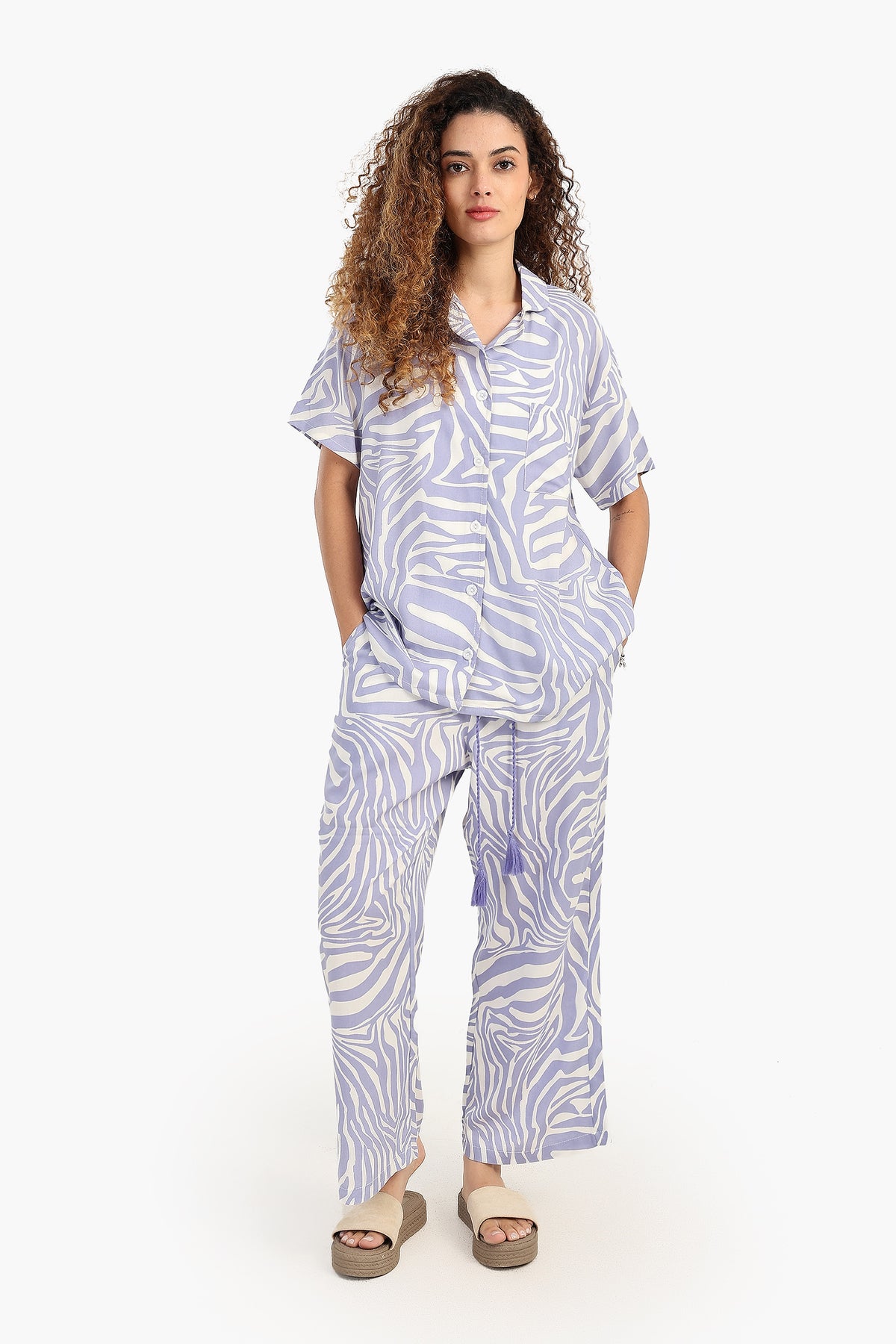 Colored Button-Up Pyjama Set