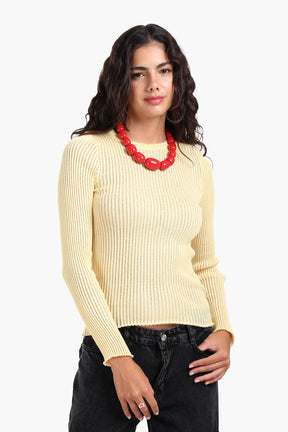 Frilled Hem Ribbed Top