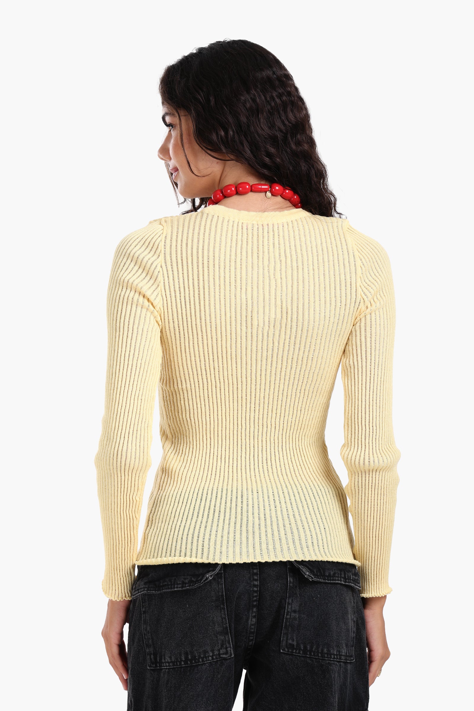 Frilled Hem Ribbed Top