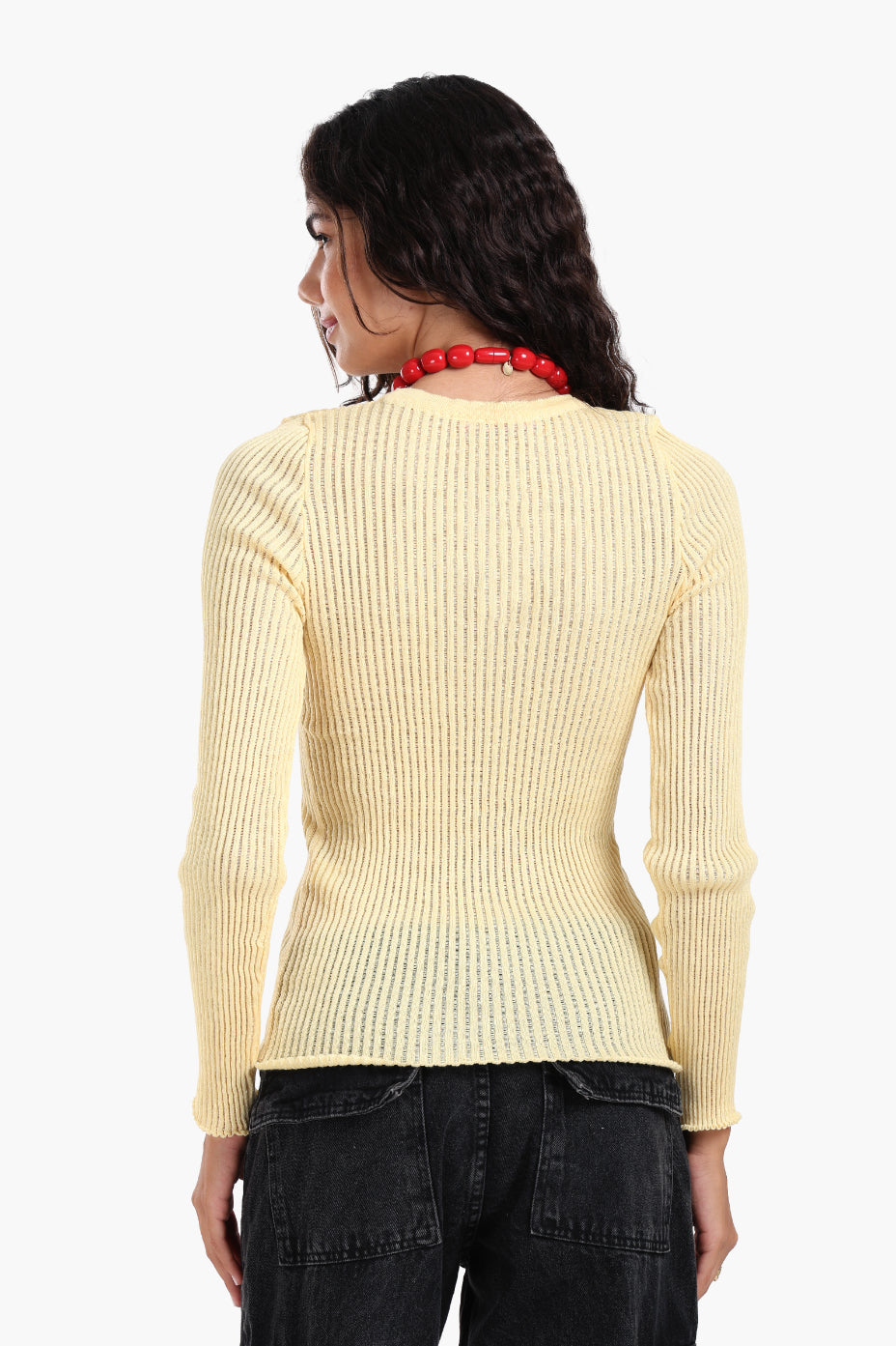 Frilled Hem Ribbed Top