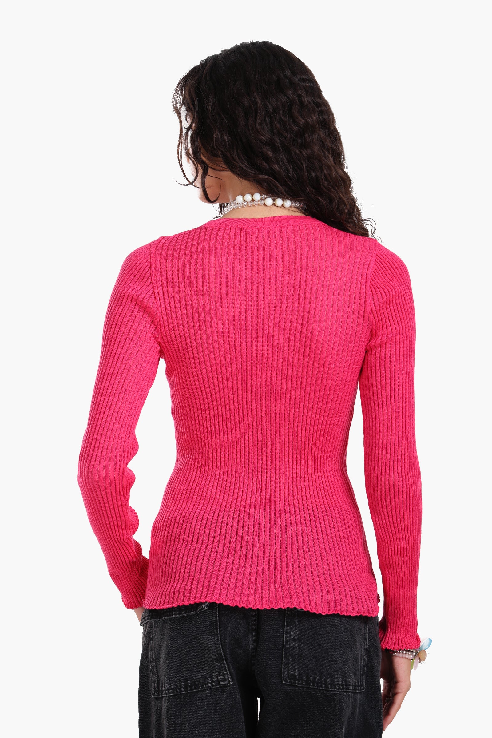 Frilled Hem Ribbed Top