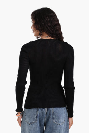 Frilled Hem Ribbed Top