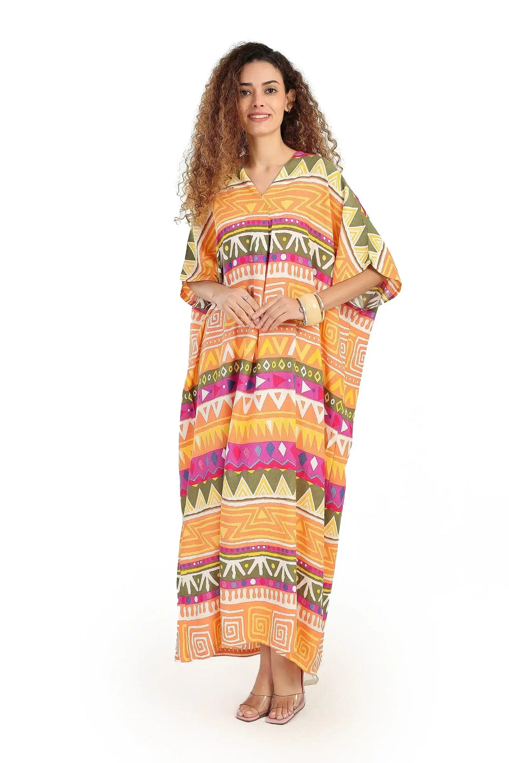 Printed V-Neck Maxi Dress