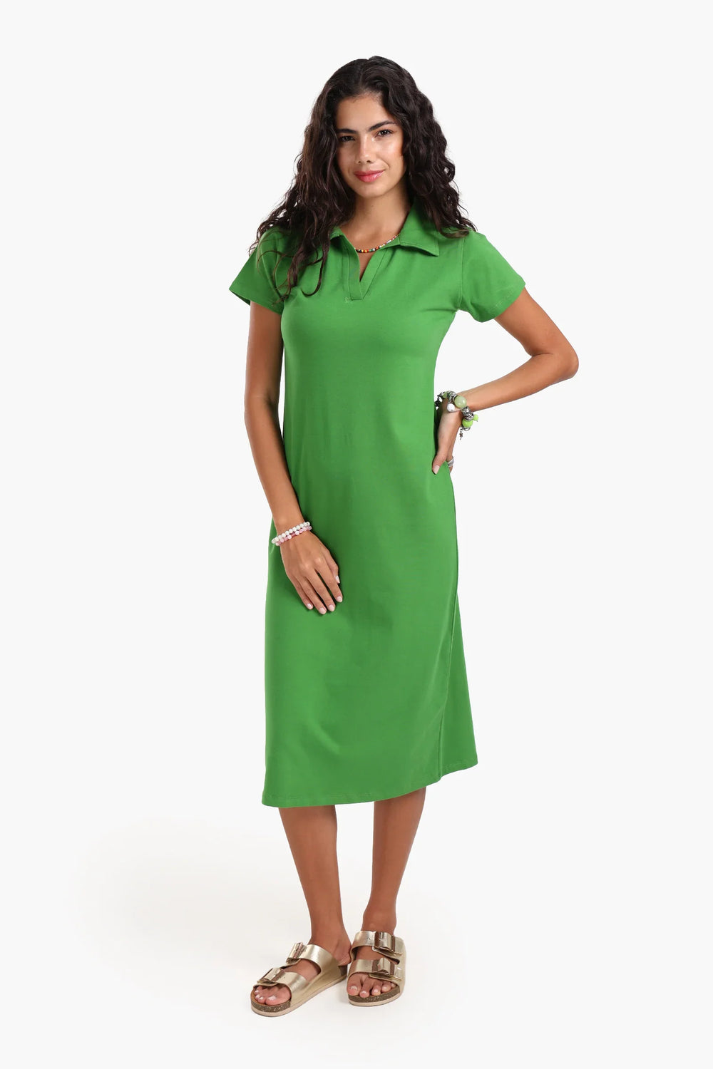 فستان ميدي بياقة بولو