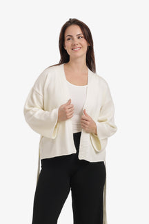 Ribbed-Trim Knit Cardigan