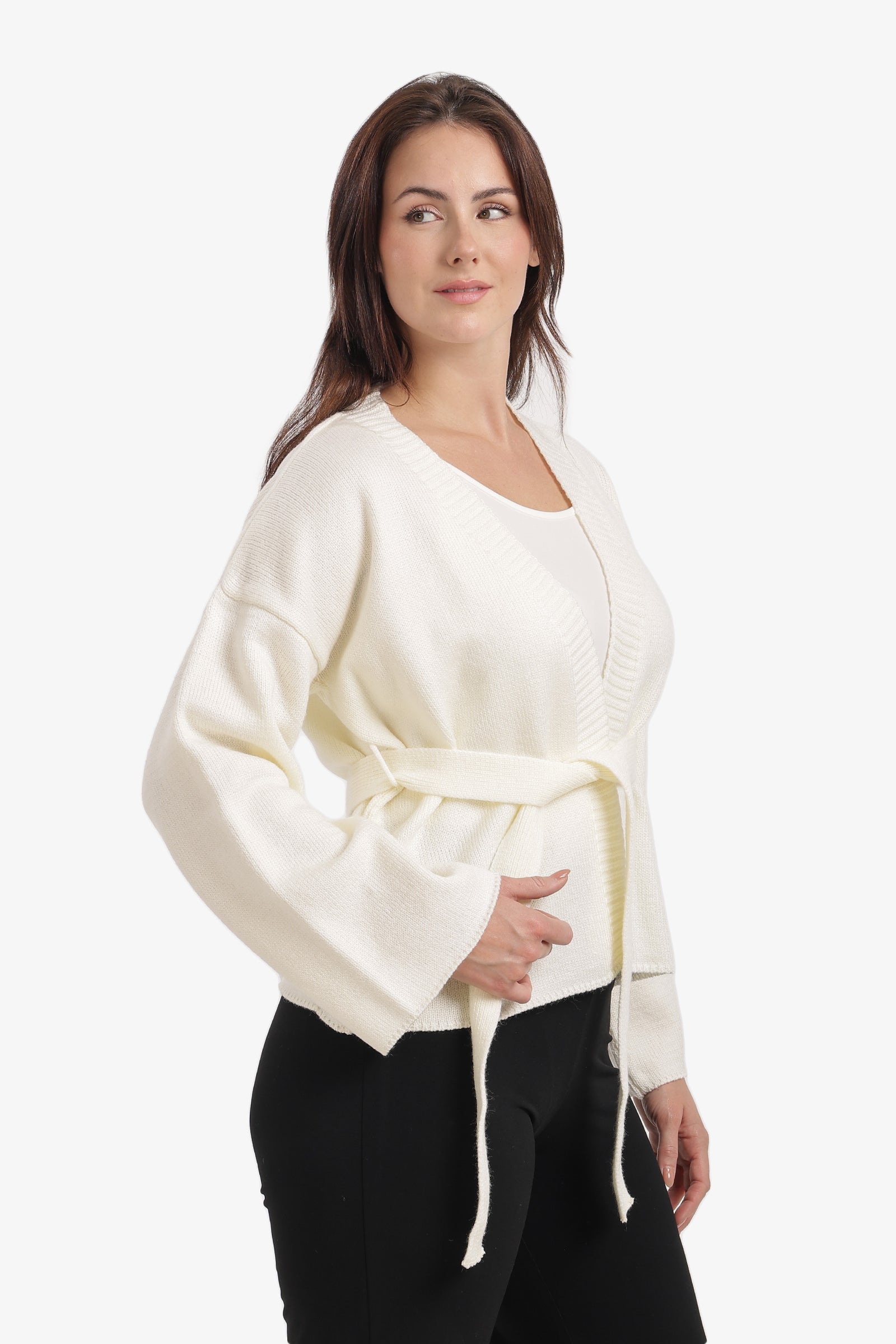 Ribbed-Trim Knit Cardigan