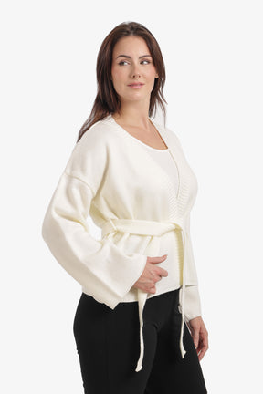 Ribbed-Trim Knit Cardigan