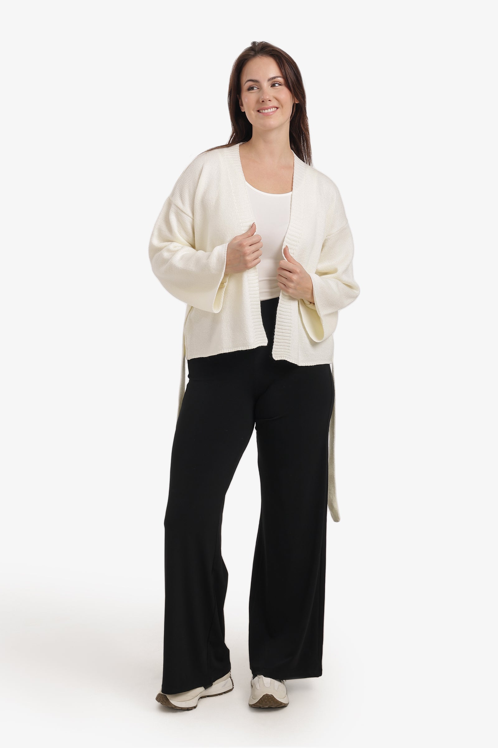 Ribbed-Trim Knit Cardigan