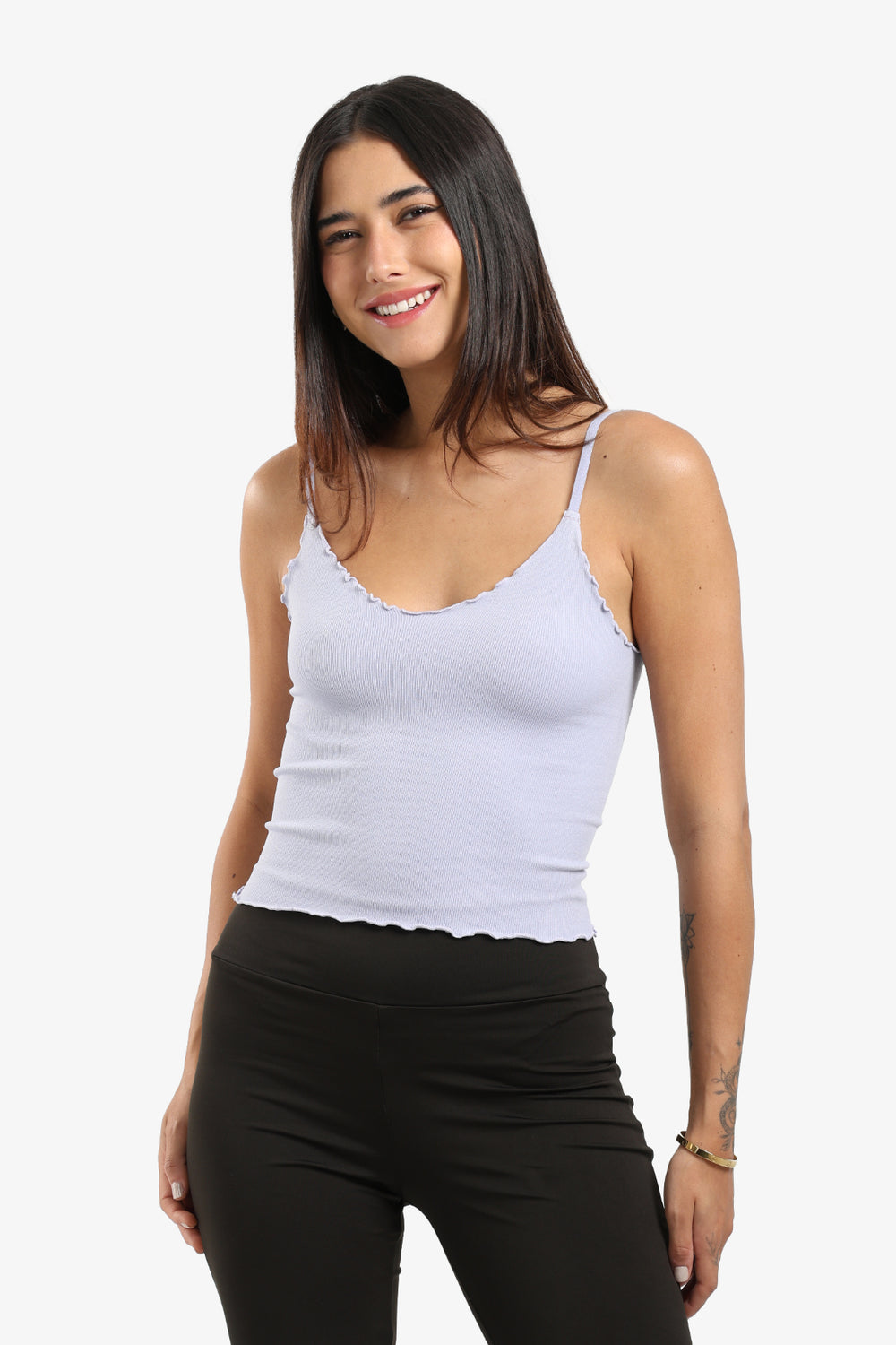 Plunge Ruffled Neck Top