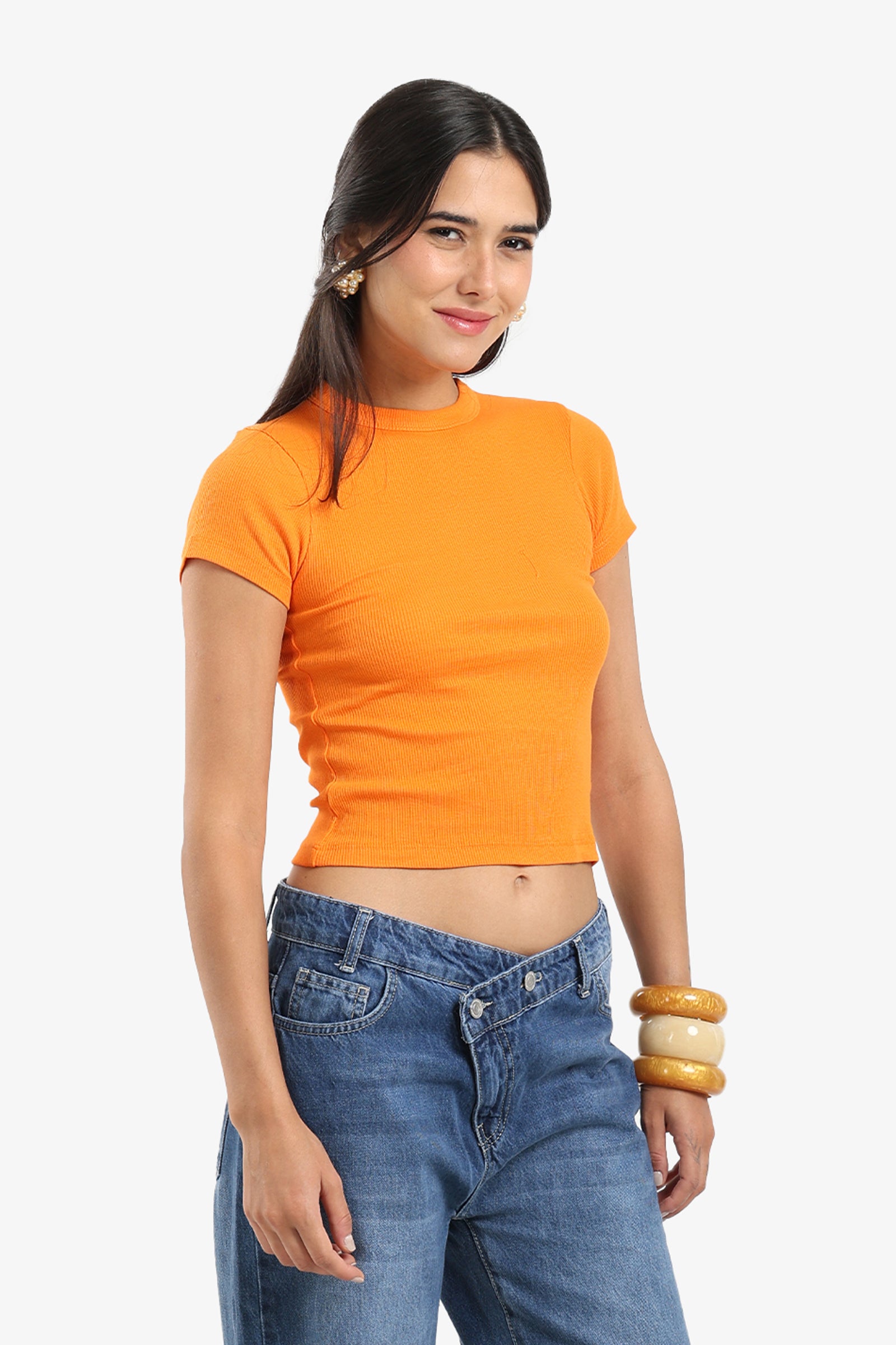 Ribbed Round Neck Top