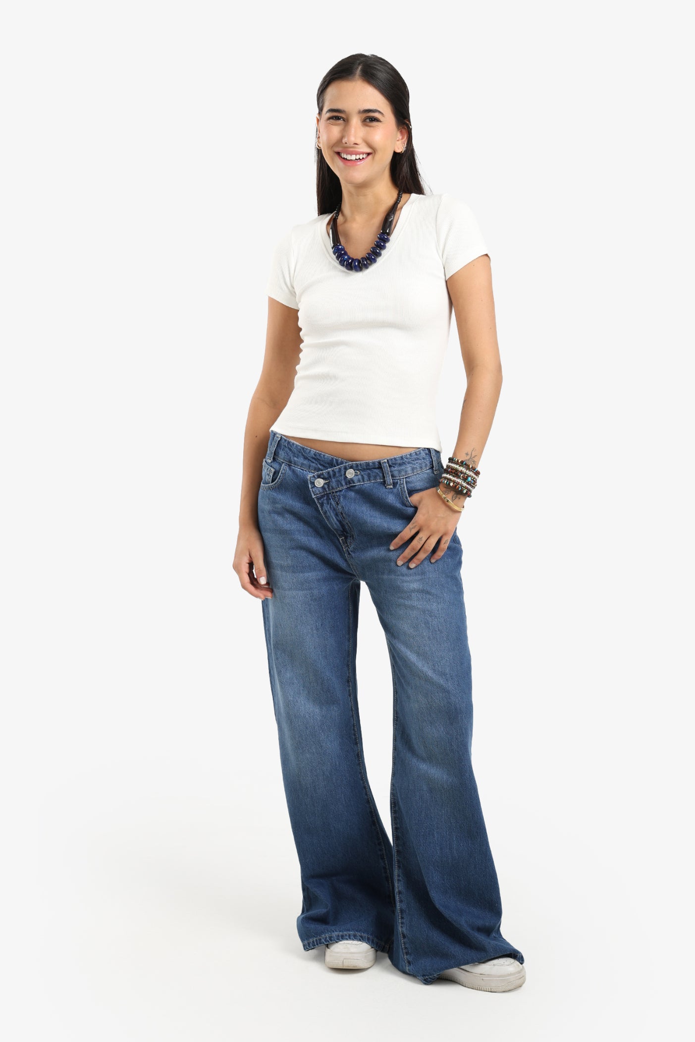 Ribbed V-Neck Fitted Top