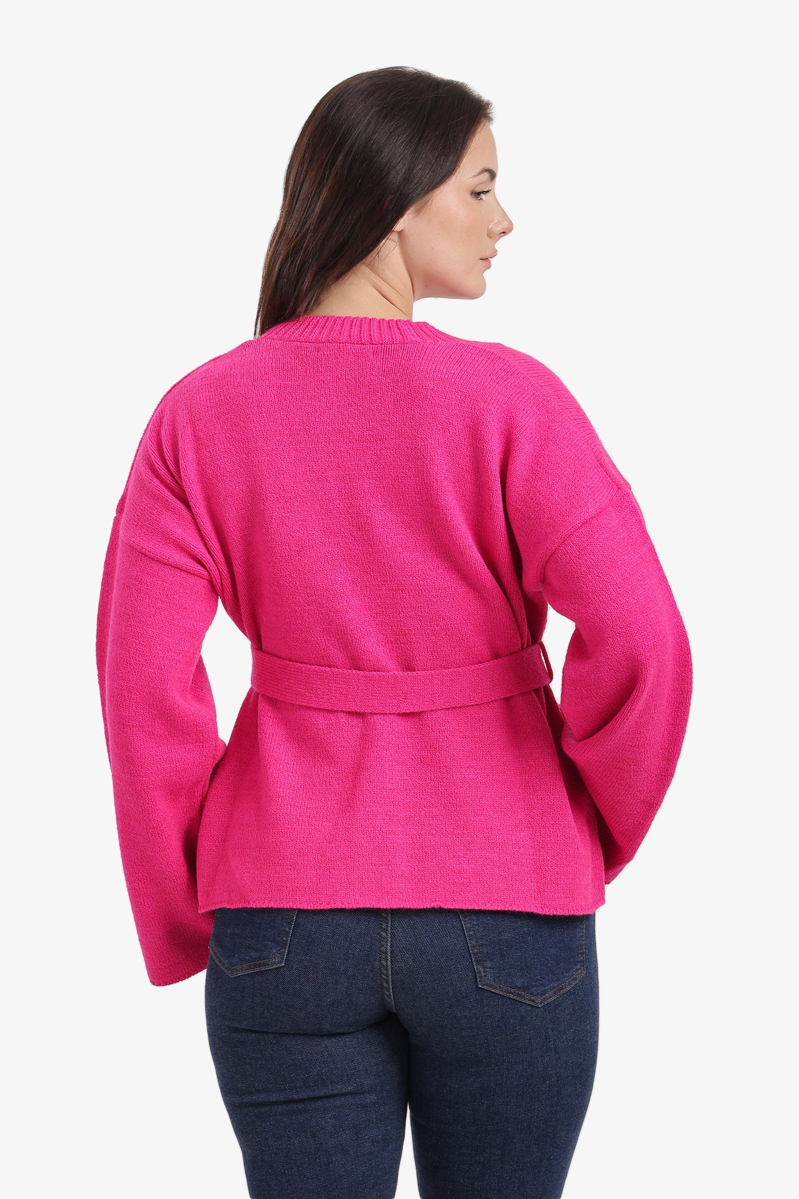 Ribbed-Trim Knit Cardigan