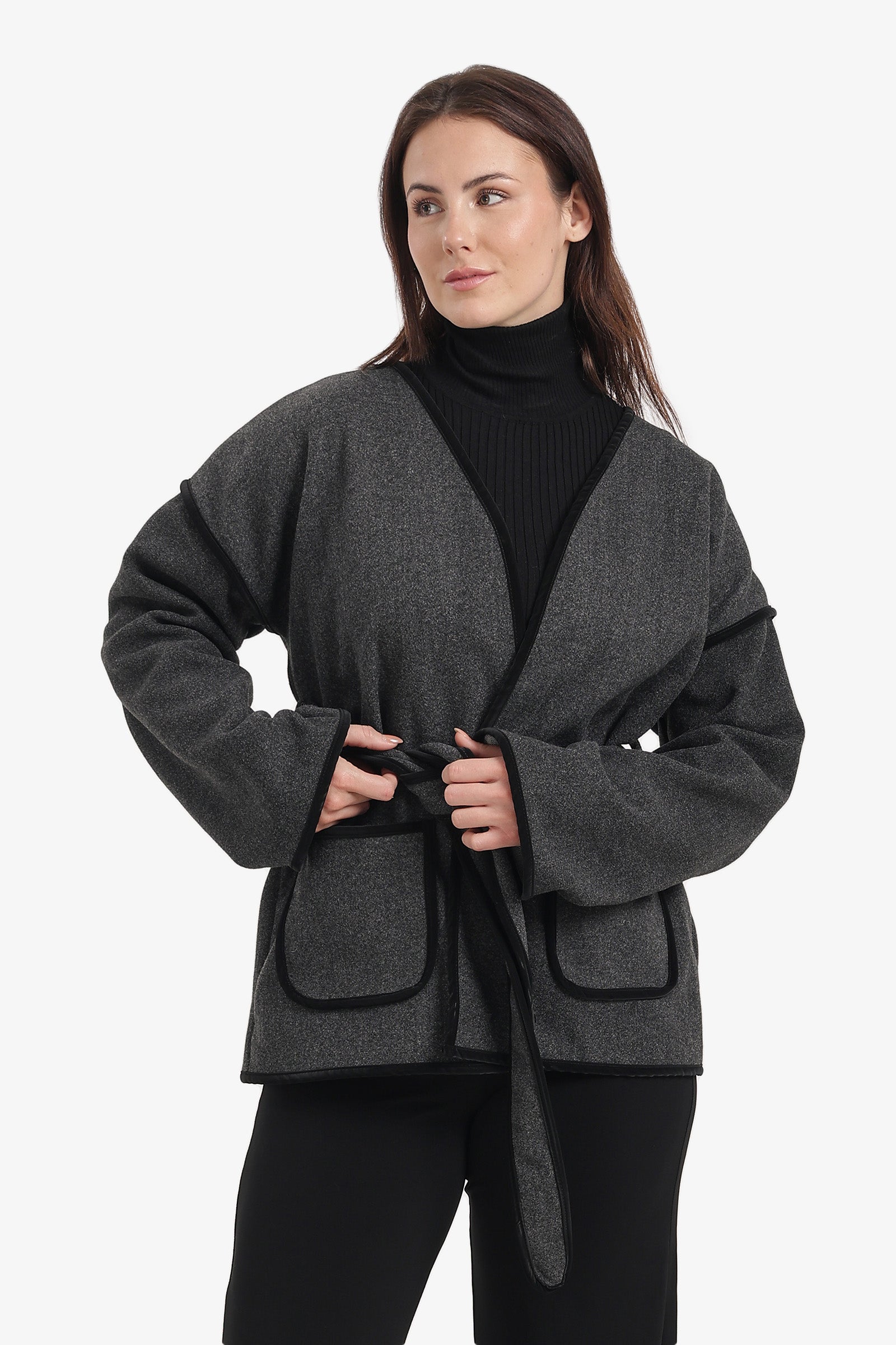 Open-Neck Wrap Jacket