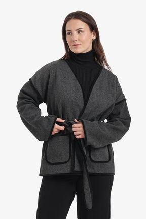 Open-Neck Wrap Jacket