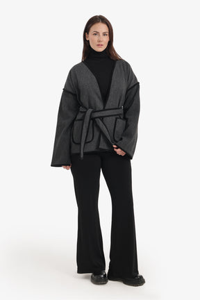 Open-Neck Wrap Jacket