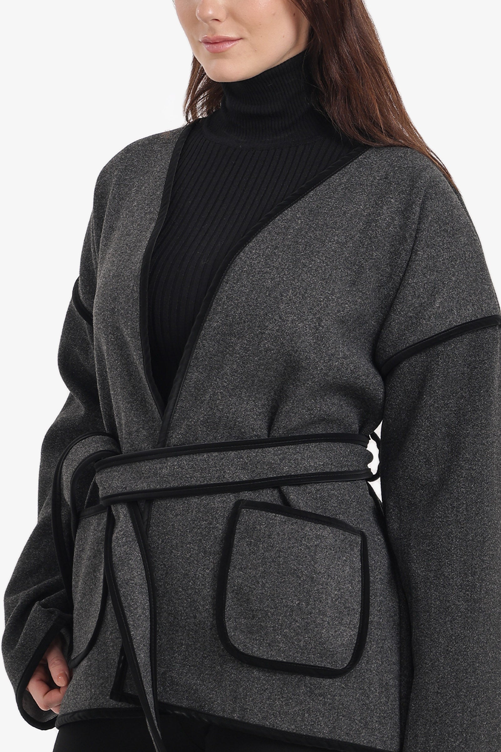 Open-Neck Wrap Jacket