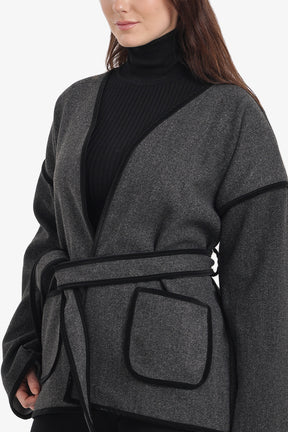 Open-Neck Wrap Jacket