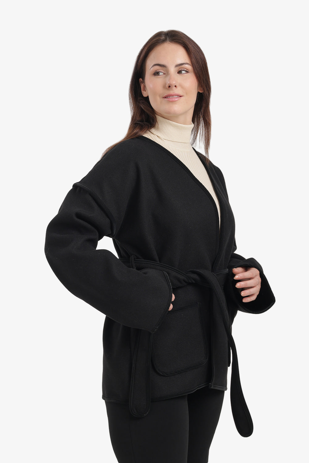 Open-Neck Wrap Jacket