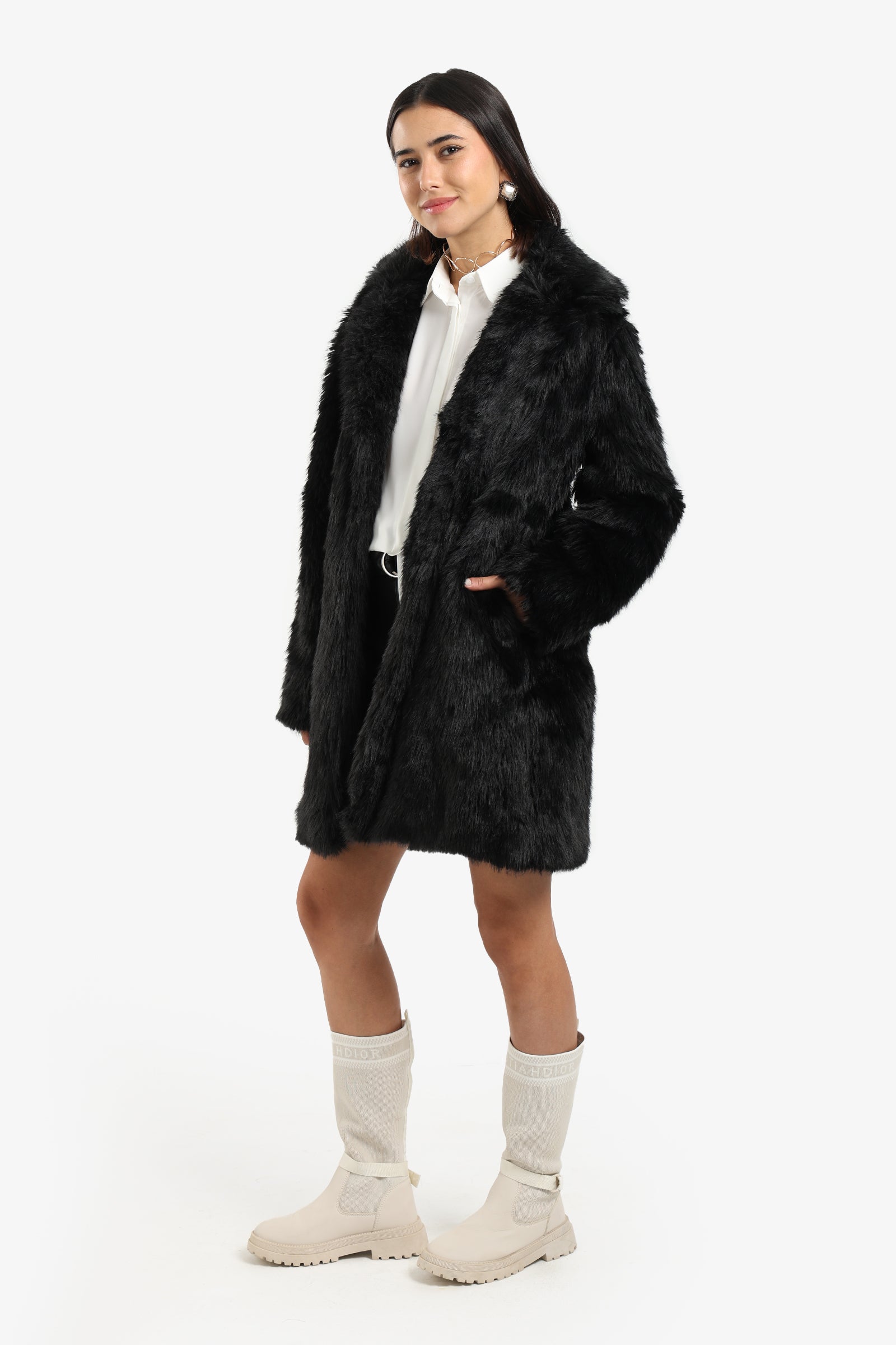 Above-Knee Sherpa Coat