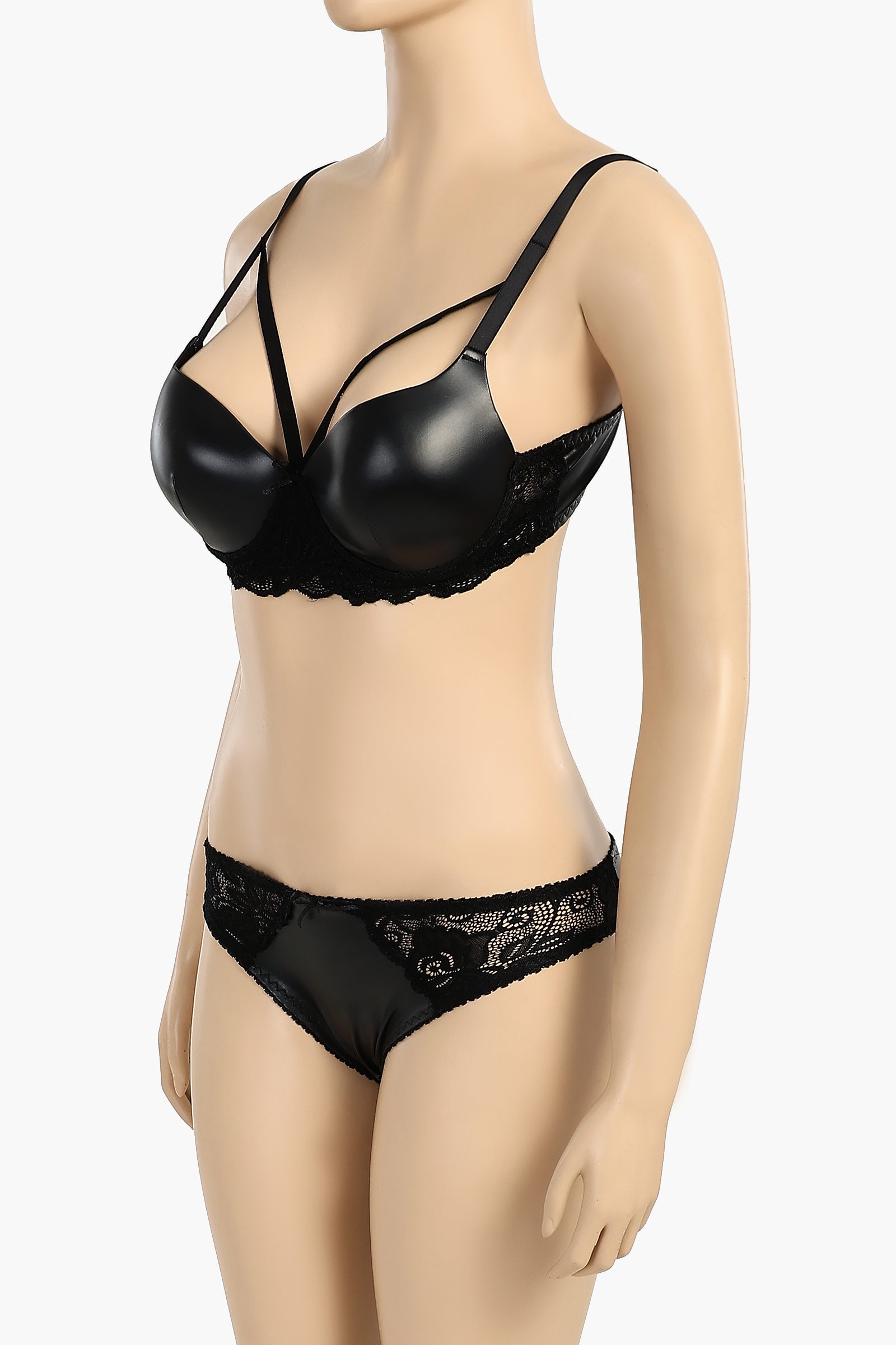 Leather & Lace Bra & Panty Set