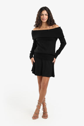 Off-Shoulder Ribbed Pullover