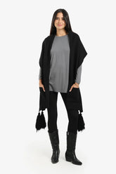 Knitted Poncho with Tassels
