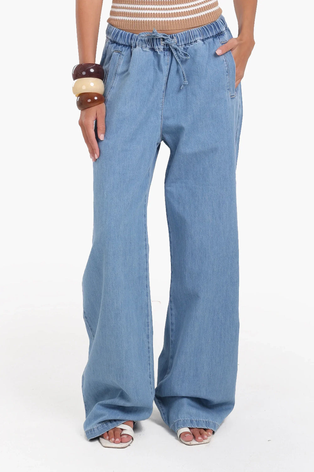 Wide-Leg Relaxed Denim Pants